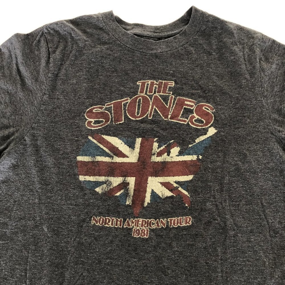 Bravado The Stones North American Tour 1981 SS Crew Nk Cotton T Shirt Grey Sz XL - Picture 2 of 7
